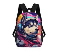 sinyumoney Space Dog Headphones Art-7 Mochilas Infantiles Impresas En 3D De 17 Pulgadas. Mochila Escolar Informal Impresa En 3D Para Niños De Primaria Y Secundaria.