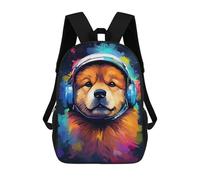 sinyumoney Space Dog Headphones Art Print Mochilas Infantiles Mochila Escolar Impresa En 3D Para Niños Mochilas De Viaje Bolsas Para Libros Para Niños 17inch Mochila Escolar