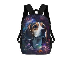 sinyumoney Space Floral Beagle Portrait Mochila Escolar, Bolso Resistente Para Portátil, Ideal Para Acampar, Aventuras Al Aire Libre Y Viajes Diarios 17inch