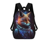 sinyumoney Space Fox Astronaut Art Print Mochila Escolar Infantil De 17 Pulgadas, Impresa En 3D, Estilo Casual, Para Niños, Ideal Para Viajes, Como Mochila Escolar O Para Llevar Libros.