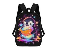sinyumoney Space Penguin Reading Book Mochila Escolar Resistente Al Agua, Mochila De Viaje, Bolsa Para Computadora Para La Escuela/trabajo/viajes 17inch