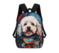 sinyumoney Space Poodle Adventure -1 Mochila Escolar Infantil De 17 Pulgadas, Impresa En 3D, Estilo Casual, Para Niños, Ideal Para Viajes, Como Mochila Escolar O Para Llevar Libros.