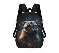 sinyumoney Space Pug Portrait Mochila Escolar Resistente Al Agua, Mochila De Viaje, Bolsa Para Computadora - Perfecta Para Viajes, Trabajo Y Uso Diario 17inch
