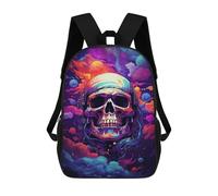 sinyumoney Space Skull Headphones Artwork Mochila Escolar Impresa En 3D 17inch Mochila Escolar Infantil Mochilas De Viaje Mochila Informal De Moda Para Niños Y Estudiantes
