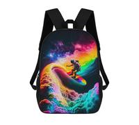 sinyumoney Space Surfer Rainbow Wave Mochilas Infantiles Mochila Escolar Mochila Impresa En 3D Para Niños Mochilas De Viaje Bolsas Para Libros Mochila Escolar Para Niños 17inch