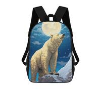 Sinyumoney Space Tiger Adventure Mochila Escolar Impresa 3D Para Niños Mochila De Viaje, Bolsa De Moda Y Casual Para Estudiantes, Polar Bear Moonlit Majesty, 17"