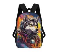 sinyumoney Space Wolf Astronaut Suit Mochila Escolar Resistente Al Agua, Mochila De Viaje, Bolsa Para Computadora Para Hombres, Mujeres Y Adolescentes 17inch