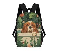 sinyumoney Spaniel Cavalier Dog in A Bath Tub Mochila Escolar Infantil Impresa En 3D, Mochila Informal De Moda Para Niños, Mochila De Viaje De Alta Capacidad Para Libros Para Niños 17inch