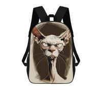 sinyumoney Sphynx Cat Caricature Mochila Escolar Infantil De Moda Informal Mochilas Infantiles Impresas En 3D Mochila Grande Para Niño 17inch