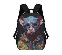 sinyumoney Sphynx Cat with Sunglasses Mochila Escolar Impresa En 3D Para Niños, Mochila Escolar, Mochilas De Viaje, Bolso Informal De Moda Para Niños Y Estudiantes 17inch