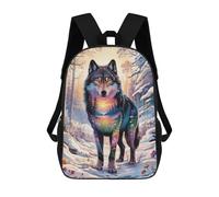 sinyumoney Spirit of The Seasons - Wolf Landscape Double Exposure Art Mochila Escolar Mochilas Escolares Para Niñas Y Niños Mochila Con Bolsillo Mochila Escolar De Moda Para Niños 17inch