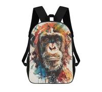 sinyumoney Splash Watercolor Monkey Mochila Escolar Infantil Impresa En 3D Para Niños, Mochilas De Viaje, Bolsas Para Libros Para Niños Estudiantes De Primaria 17inch