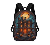 sinyumoney Spooky Halloween Haunted House Mochila Escolar, Bolso De Negocios, Bolso Para Portátil Resistente Para Niñas Y Adolescentes 17inch