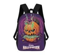 sinyumoney Spooky Halloween Pumpkin Artwork Mochila Escolar Grande Para Niños Para El Campus, Actividades Al Aire Libre, Viajes Y Deportes 17inch