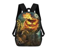 sinyumoney Spooky Pumpkin Head Mochilas Infantiles Impresas En 3D De 17 Pulgadas. Mochila Escolar Informal Impresa En 3D Para Niños De Primaria Y Secundaria.