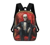 sinyumoney Spooky Skeleton with Black Cat Mochilas Escolares Para La Escuela Secundaria, Preparatoria, Universidad Y Viajes Para Hombres, Mujeres Y Adolescentes 17inch