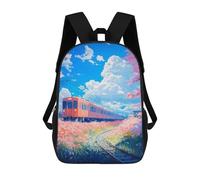 sinyumoney Spring Train Journey Mochilas Infantiles Impresas En 3D De 17 Pulgadas. Mochila Escolar Informal Impresa En 3D Para Niños De Primaria Y Secundaria.