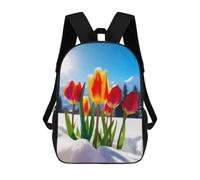 sinyumoney Spring Tulips in Snow Mochila Escolar Secundaria Informal Para Viajes, Mochilas Para La Escuela Secundaria, Para Acampar, Aventuras Al Aire Libre Y Viajes Diarios 17inch