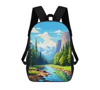 sinyumoney Spring Yosemite Pixel Art Mochila Escolar De Moda Para Estudiantes, Adecuada Para Niños Y Niñas, Mochila Informal Para Viajes Al Aire Libre, Esencial Para El Día A Día 17inch