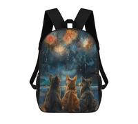 Sinyumoney Squid in Paint Mochila Impermeable Bolsa Escolar, Mochila Profesional Para Hombres, Mujeres Y Adolescentes, Firework Cats Starry Night, 17"