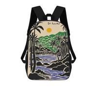 sinyumoney Sri Lanka Tropical Landscape Illustration Mochila Escolar Para Ordenador Portátil Para La Escuela/trabajo/viajes: Perfecta Para Viajes, Trabajo Y Uso Diario 17inch