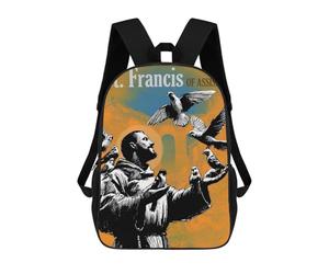 sinyumoney St Francis Catholic Saint Mochila Escolar Resistente Al Agua, Mochila De Viaje, Bolsa Para Computadora Para La Escuela/trabajo/viajes 17inch