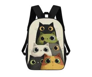 sinyumoney Stack of Cartoon Cats with Big Eyes Mochila Escolar Para Niños Mochila Escolar Impresa En 3D Mochila Escolar De Moda Para Niños De Primaria Y Secundaria 17inch