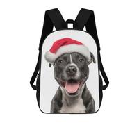 sinyumoney Staffordshire Bull Terrier Dog with Santa Hat Mochila, Mochila Infantil, Mochila Escolar Para Estudiantes, Mochila Para Libros, Mochila Escolar Impresa En 3D Para Niños Y Niñas 17inch