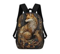 sinyumoney Stained Glass Art Deco Fox Mochila Escolar Impresa En 3D Para Niños, Mochila Escolar Informal De Moda Para Viajes Para Niños Y Estudiantes 17inch
