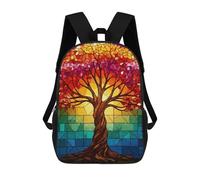 sinyumoney Stained Glass Autumn Tree Mochila Escolar Infantil Impresa En 3D, Mochila Informal De Moda Para Niños, Mochila De Viaje De Alta Capacidad Para Libros Para Niños 17inch