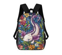 sinyumoney Stained Glass Axolotl Mochila Escolar Para Niños Mochila Escolar Impresa En 3D Mochila Escolar De Moda Para Niños De Primaria Y Secundaria 17inch