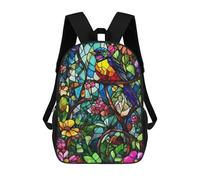sinyumoney Stained Glass Bird Artwork-5 Mochila Escolar Resistente Al Agua Para Ordenador Portátil: Perfecta Para Viajes, Trabajo Y Uso Diario 17inch