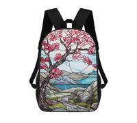 sinyumoney Stained Glass Blossom Tree Mochilas De Moda Impresas En 3D 17inch Mochila Escolar Informal Para Niños De Primaria Y Secundaria