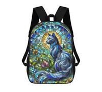 sinyumoney Stained Glass Blue Cat Mochila Escolar Impresa En 3D Para Niños Y Niñas, Mochila Para Portátil Para Niños/estudiantes/adultos 17inch