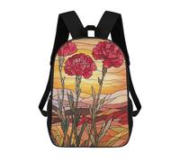 sinyumoney Stained Glass Carnations Mochila Infantil Para Niñas Y Niños, Mochila De Día, Escuela Primaria, Perfecta Para La Vuelta Al Cole O Educación Física, Regalos Y Viajes 17inch