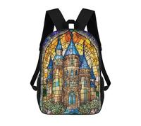 sinyumoney Stained Glass Castles Mochila Escolar Infantil Impresa En 3D Para Niños, Mochilas De Viaje, Bolsas Para Libros, Mochila Escolar Infantil 17inch