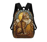 sinyumoney Stained Glass Cat Art Nouveau Mochila Escolar Impresa En 3D Mochilas Informales Para Niños Mochila Escolar Impresa En 3D Para Niños De Primaria Y Secundaria 17inch