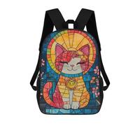 sinyumoney Stained Glass Cat Artwork Mochila Escolar Impresa En 3D 17inch Mochilas De Moda Para Niños, Mochilas Escolares Para Niños De Primaria Y Secundaria