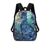 sinyumoney Stained Glass Cat Mochila Escolar Para Niñas Mochila Impermeable Mochila Informal De Día Mochila Ligera Para Niño Y Niña Mochila Escolar 17inch