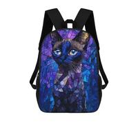 sinyumoney Stained Glass Cat Mochila Escolar Para Niños Con Impresión 3D, Mochila Moderna Para Niños Y Niñas, Mochila Informal Para Estudiantes. 17inch