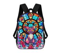 sinyumoney Stained Glass Cat Window Mochila Escolar Impresa En 3D Mochila Escolar De Moda Para Niños Mochilas Para Niños Estudiantes De Secundaria 17inch