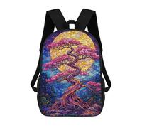 sinyumoney Stained Glass Cherry Blossom Tree Mochila Escolar Impermeable Para Viajes, Mochila Para Ordenador Portátil, Ideal Para Acampar, Aventuras Al Aire Libre Y Viajes Diarios 17inch