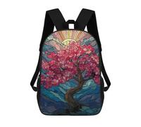 sinyumoney Stained Glass Cherry Blossom Tree Mochilas Informales Para Niños, Mochila Escolar Para Adolescentes, Niñas Y Niños, Mochilas Para Libros 17inch