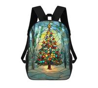 sinyumoney Stained Glass Christmas Tree Mochila Escolar Infantil Impresa En 3D Para Niños, Mochilas De Viaje De Alta Capacidad, Bolsas Para Libros, Mochila Escolar Infantil 17inch