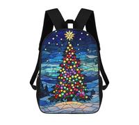 sinyumoney Stained Glass Christmas Tree Mochila, Mochila Escolar Impresa En 3D, Bolsa Para El Almuerzo Escolar, Mochila De Viaje, Mochila Para Amigos, Mochila Escolar Para Niñas Y Niños 17inch