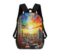 sinyumoney Stained Glass Cityscape Sunset -1 Mochilas Infantiles Mochila Escolar Impresa En 3D Para Niños Mochilas De Viaje Bolsas Para Libros Para Niños 17inch Mochila Escolar