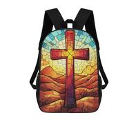 sinyumoney Stained Glass Cross Mochila Infantil Escolar Para Niños Con Estampado 3D De Dibujos Animados, Mochila Escolar Para Estudiantes, Mochila Para Portátil Para Niños Y Niñas 17inch