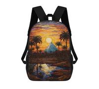 sinyumoney Stained Glass Desert Sunset Mochila Escolar De 17 Pulgadas Para Adolescentes, Con Estampado 3D, Ajustable Y Con Bolsillos, Ideal Para Niños, Niñas Y Estudiantes.