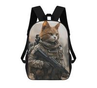 sinyumoney Stained Glass Desert Sunset Mochilas para niños, mochila escolar, mochila impresa en 3D para niños, mochila de viaje, bolsa de libros para niños, Cat Soldier, 17"