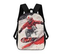 sinyumoney Stained Glass Desert Sunset Mochilas para niños, mochila escolar, mochila impresa en 3D para niños, mochila de viaje, bolsa de libros para niños, Snowboarder In Action, 17"